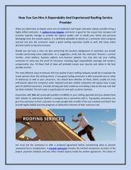 Hire A Dependable And Experienced Roofing Service Provider.pdf